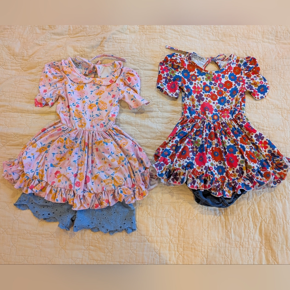 Toddler Floral Cottagecore Fairycore Ruffle Dresses Bundle